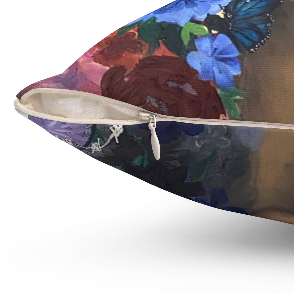 Floral Woman Portrait Square Pillow