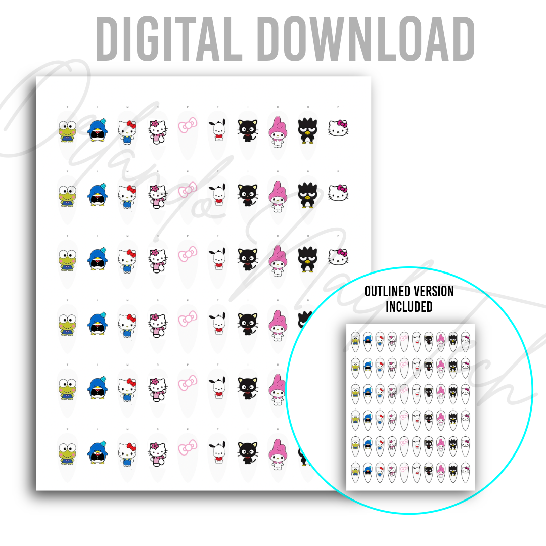 Nail Decal Templates (Digital Download)