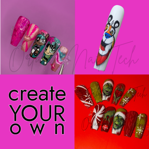 Custom portrait press on nails
Press on nails: custom made
Custom character nails
Art press on nails
Hand painted nails
Handpainted press on nails
Custom nail artists
How much do custom press on nails cost
acrylics 
editorial nails
orlando nail tech
orlando nail artist
portrait artist