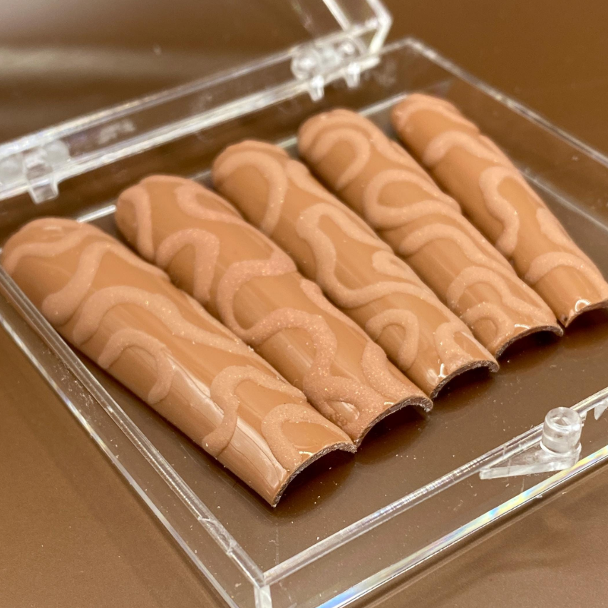 mocha xxl nail set
press on nails
editorial press on nails
 tv film press on nails
nail art
hand painted press on nails
ready to ship
nail artist nails
orlando nail tech
 celebrity nail tech